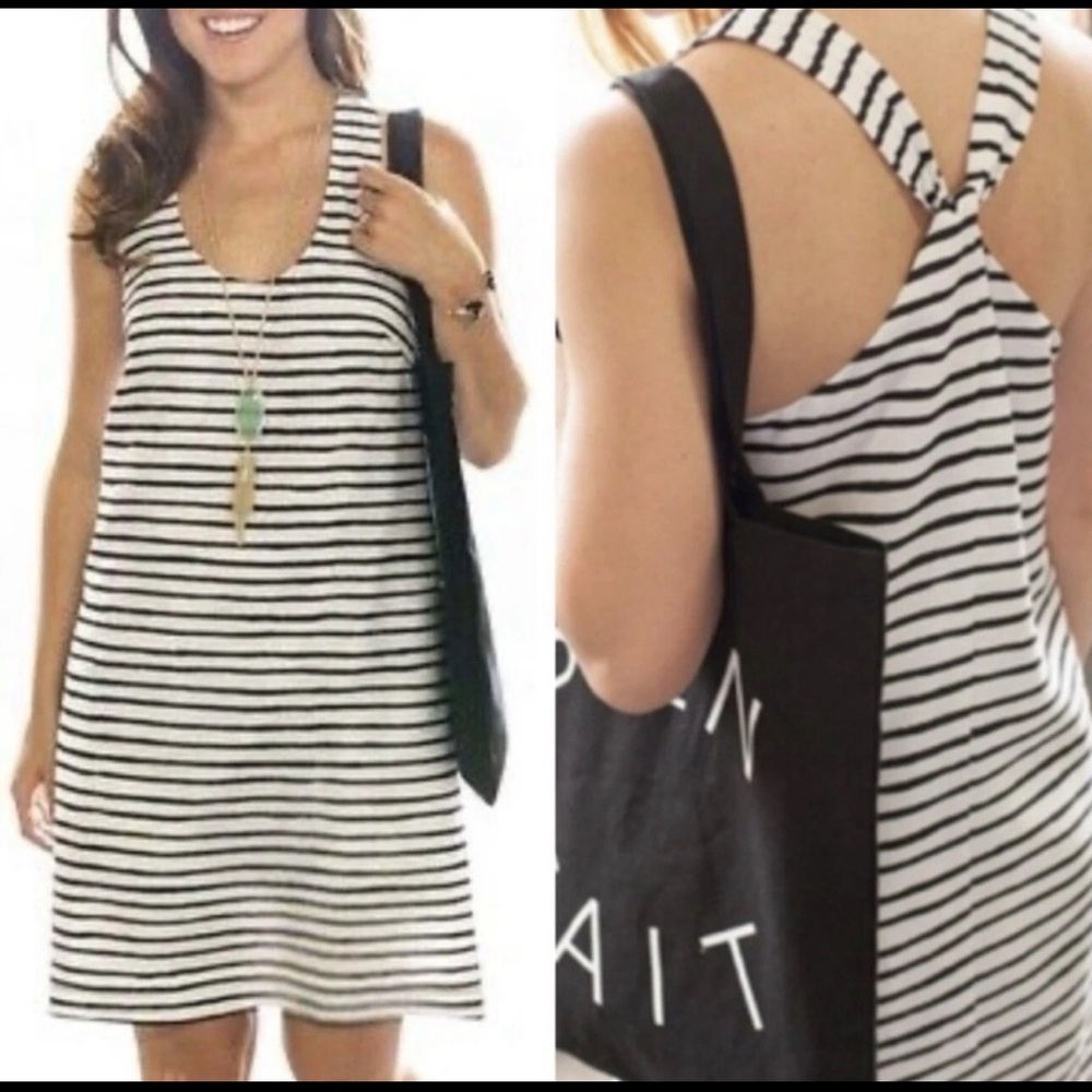 J CREW Minimalist Preppy Black & White Striped Sleeveless Dress Size 0